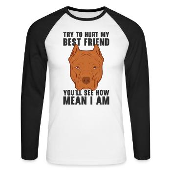 Mean Pet Pitbull Dog Owner American Bully Best - Unisex Long Sleeve Baseball T-Shirt - white/black - Front - Nik (191cm)