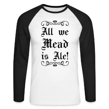 Renaissance Festival Ren Fair Faire Medieval Mead - T-shirt baseball manches longues Homme - blanc/noir - Devant - Nik (191cm)