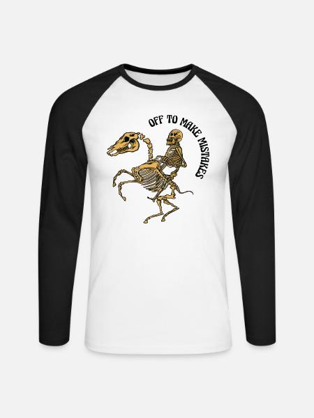 Skelett Reitpferd Fehler Reiten - Unisex Baseballshirt langarm - Weiß/Schwarz