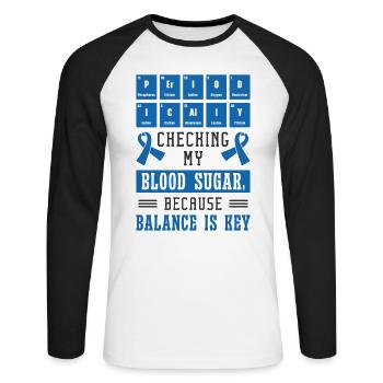 Pancréas diabétique - T-shirt baseball manches longues Homme - blanc/noir - Devant - Nik (191cm)