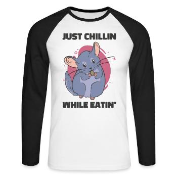 Chinchilla Wildlife Haustier Nagetier Essen - Unisex Baseballshirt langarm - Weiß/Schwarz - Vorne - Nik (191cm)