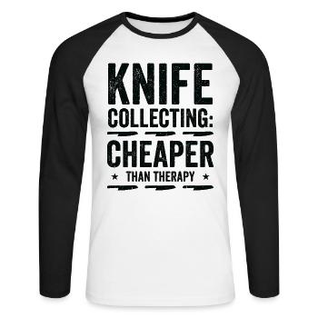 Collectionneur de couteaux Collecte de couteaux - T-shirt baseball manches longues Homme - blanc/noir - Devant - Nik (191cm)