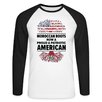 Born Moroccan Morocco American USA Citizenship - Unisex Long Sleeve Baseball T-Shirt - white/black - Front - Nik (191cm)