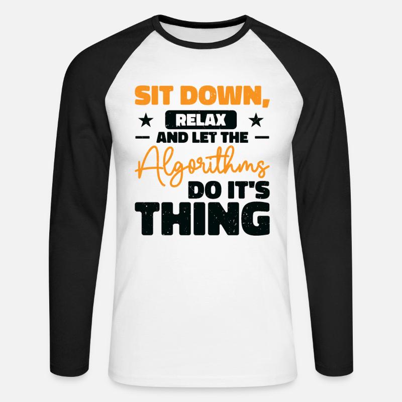 Computer Algorithm Programmer Artificial - Unisex Long Sleeve Baseball T-Shirt - white/black