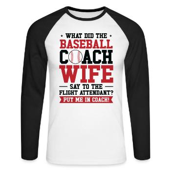 Baseball-Trainerin Ehefrau Berufstätige Mutter - Unisex Baseballshirt langarm - Weiß/Schwarz - Vorne - Nik (191cm)