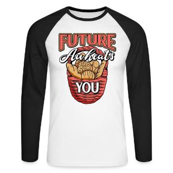 Handmade Homemade Wheat Bread Master Baking Baker - Unisex Long Sleeve Baseball T-Shirt - white/black - Front - Nik (191cm)