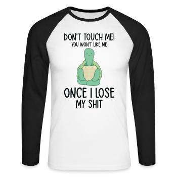 Moyenne Tortue Faune Propriétaire de tortue Moyenne - T-shirt baseball manches longues Homme - blanc/noir - Devant - Nik (191cm)