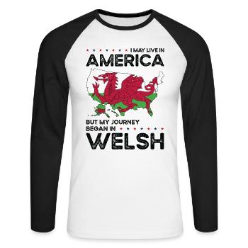 Né au Pays de Galles États-Unis - T-shirt baseball manches longues Homme - blanc/noir - Devant - Nik (191cm)