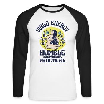 Arbre d’astrologie rétro de l’énergie de la Vierge - T-shirt baseball manches longues Homme - blanc/noir - Devant - Nik (191cm)