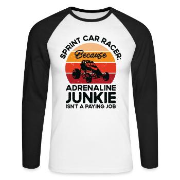 Sprint Car Dirt Track Racing - Unisex Long Sleeve Baseball T-Shirt - white/black - Front - Nik (191cm)