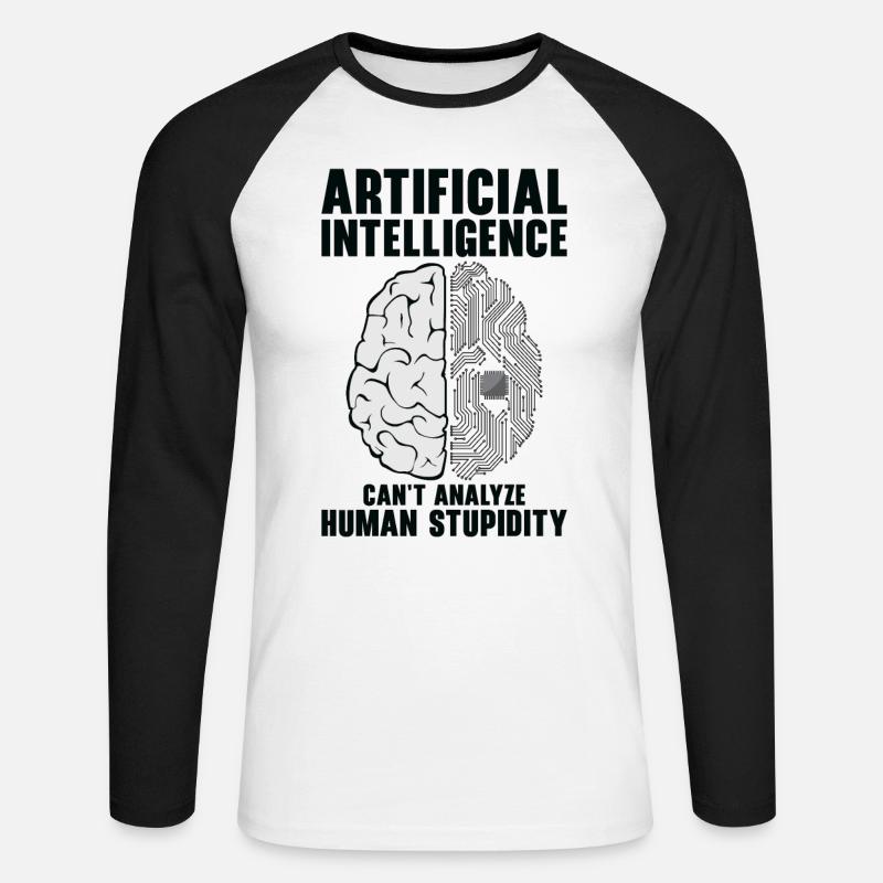 Künstliche Intelligenz Programmierer Gehirn - Unisex Baseballshirt langarm - Weiß/Schwarz