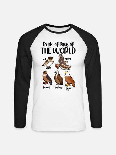Raubvögel der Welt - Unisex Baseballshirt langarm - Weiß/Schwarz