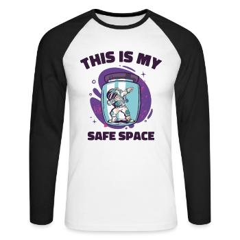 Weltraum Astronaut Starry Mystische Astronomie - Unisex Baseballshirt langarm - Weiß/Schwarz - Vorne - Nik (191cm)