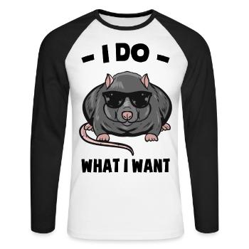 Rat - Unisex Long Sleeve Baseball T-Shirt - white/black - Front - Nik (191cm)