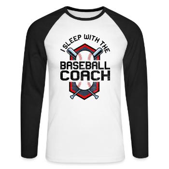 Baseball-Trainerin Ehefrau Berufstätige Mutter - Unisex Baseballshirt langarm - Weiß/Schwarz - Vorne - Nik (191cm)