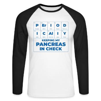 Pancréas diabétique - T-shirt baseball manches longues Homme - blanc/noir - Devant - Nik (191cm)