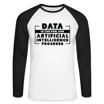 Machine de progrès de l’intelligence artificielle - T-shirt baseball manches longues Homme - blanc/noir - Devant - Nik (191cm)