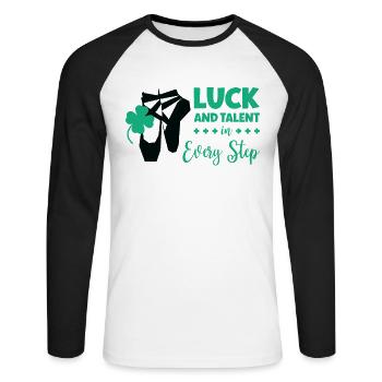 St. Patrick's Day Ballet Dancer Shamrock Clover - Unisex Long Sleeve Baseball T-Shirt - white/black - Front - Nik (191cm)