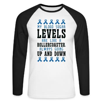 Diabetische Bauchspeicheldrüse - Unisex Baseballshirt langarm - Weiß/Schwarz - Vorne - Nik (191cm)
