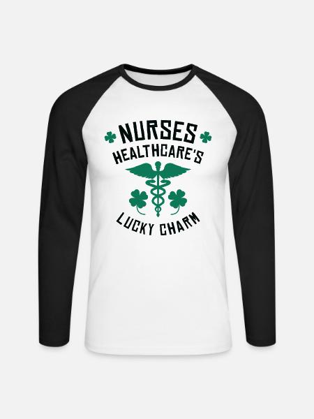 St. Patrick's Day Krankenschwester - Unisex Baseballshirt langarm - Weiß/Schwarz