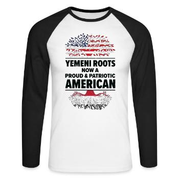 Geborener Jemenit Jemen Amerikaner USA - Unisex Baseballshirt langarm - Weiß/Schwarz - Vorne - Nik (191cm)