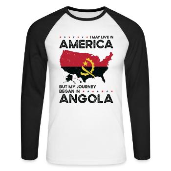 Né en Angola Angola États-Unis - T-shirt baseball manches longues Homme - blanc/noir - Devant - Nik (191cm)