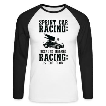 Sprint Car Dirt Track Racing - Unisex Baseballshirt langarm - Weiß/Schwarz - Vorne - Nik (191cm)