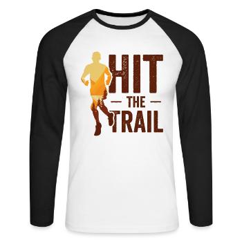 Courir dans la forêt Course en sentier Coureurs Jogging Joggers - T-shirt baseball manches longues Homme - blanc/noir - Devant - Nik (191cm)