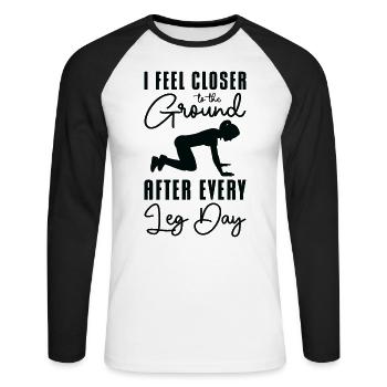 Muskelkater Gewichtheber Bein Tag Fitness Workout - Unisex Baseballshirt langarm - Weiß/Schwarz - Vorne - Nik (191cm)