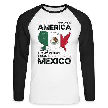 Born Mexican Mexico American USA Citizenship - Unisex Long Sleeve Baseball T-Shirt - white/black - Front - Nik (191cm)