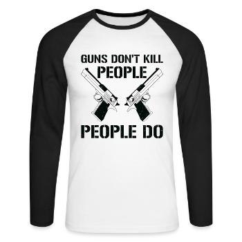 Armes Amateurs d’armes Propriétaires d’armes à feu Tir - T-shirt baseball manches longues Homme - blanc/noir - Devant - Nik (191cm)