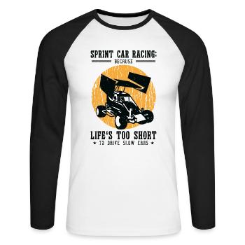 Sprint Car Dirt Track Racing - Unisex Baseballshirt langarm - Weiß/Schwarz - Vorne - Nik (191cm)