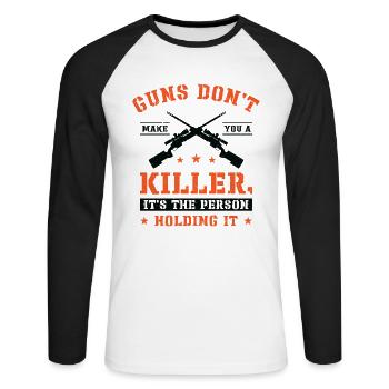 Armes Amateurs d’armes Propriétaires d’armes à feu Tir - T-shirt baseball manches longues Homme - blanc/noir - Devant - Nik (191cm)