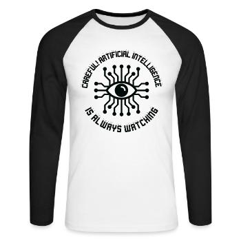 Künstliche Intelligenz Programmierung - Unisex Baseballshirt langarm - Weiß/Schwarz - Vorne - Nik (191cm)