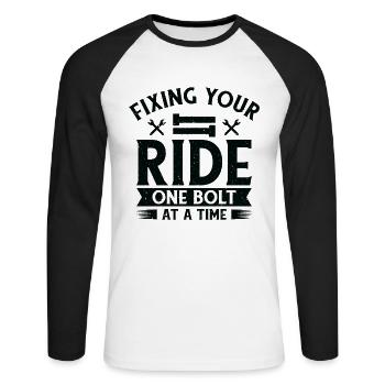 Car Mechanic Auto Engine Repair - Unisex Long Sleeve Baseball T-Shirt - white/black - Front - Nik (191cm)