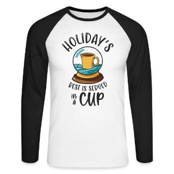 Christmas Snow Globe Coffee Caffeine Lover - Unisex Long Sleeve Baseball T-Shirt - white/black - Front - Nik (191cm)