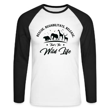 Journée mondiale des animaux Sauvetage des animaux sauvages - T-shirt baseball manches longues Homme - blanc/noir - Devant - Nik (191cm)