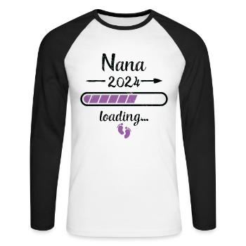 Nana 2024 Loading Schwangerschaft Großmutter - Unisex Baseballshirt langarm - Weiß/Schwarz - Vorne - Nik (191cm)