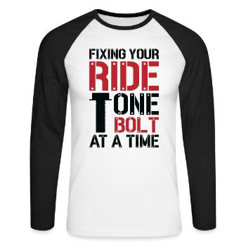Car Mechanic Auto Engine Repair - Unisex Long Sleeve Baseball T-Shirt - white/black - Front - Nik (191cm)
