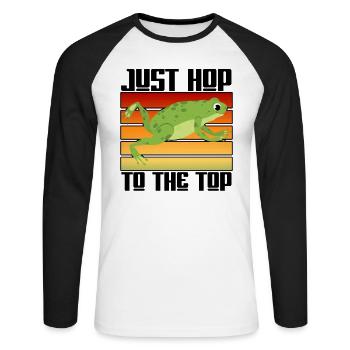 Red Eyed Tree Frog Cute Rainforest Amphibian - Unisex Long Sleeve Baseball T-Shirt - white/black - Front - Nik (191cm)