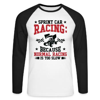 Sprint Car Dirt Track Racing - Unisex Baseballshirt langarm - Weiß/Schwarz - Vorne - Nik (191cm)