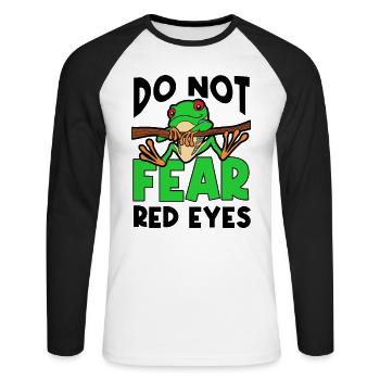 Rotäugiger Laubfrosch Niedliches - Unisex Baseballshirt langarm - Weiß/Schwarz - Vorne - Nik (191cm)