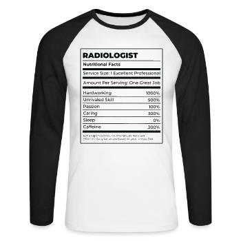 Radiology Rad Tech Technologist Radiologist X-ray - Unisex Long Sleeve Baseball T-Shirt - white/black - Front - Nik (191cm)