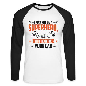 Car Mechanic Auto Engine Repair - Unisex Long Sleeve Baseball T-Shirt - white/black - Front - Nik (191cm)
