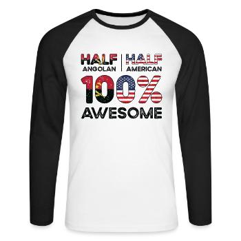 Moitié Angola Angola États-Unis - T-shirt baseball manches longues Homme - blanc/noir - Devant - Nik (191cm)