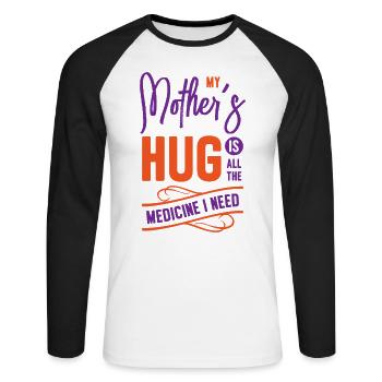 Meilleur médicament Maman Câlin Mamie Parents Famille - T-shirt baseball manches longues Homme - blanc/noir - Devant - Nik (191cm)