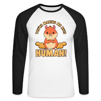Fieser Hamster Niedliches Tier Hamsterliebhaber - Unisex Baseballshirt langarm - Weiß/Schwarz - Vorne - Nik (191cm)