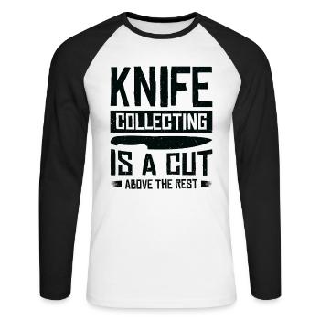 Couteaux collecteurs de couteaux - T-shirt baseball manches longues Homme - blanc/noir - Devant - Nik (191cm)