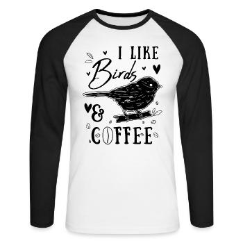 Bird Watching Bird Watcher Bird Lover Bird Nerd - Unisex Long Sleeve Baseball T-Shirt - white/black - Front - Nik (191cm)