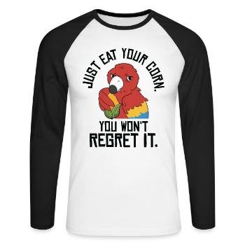 Parrot Bird Pet Food Bird Lover Corn Wildlife Pet - Unisex Long Sleeve Baseball T-Shirt - white/black - Front - Nik (191cm)